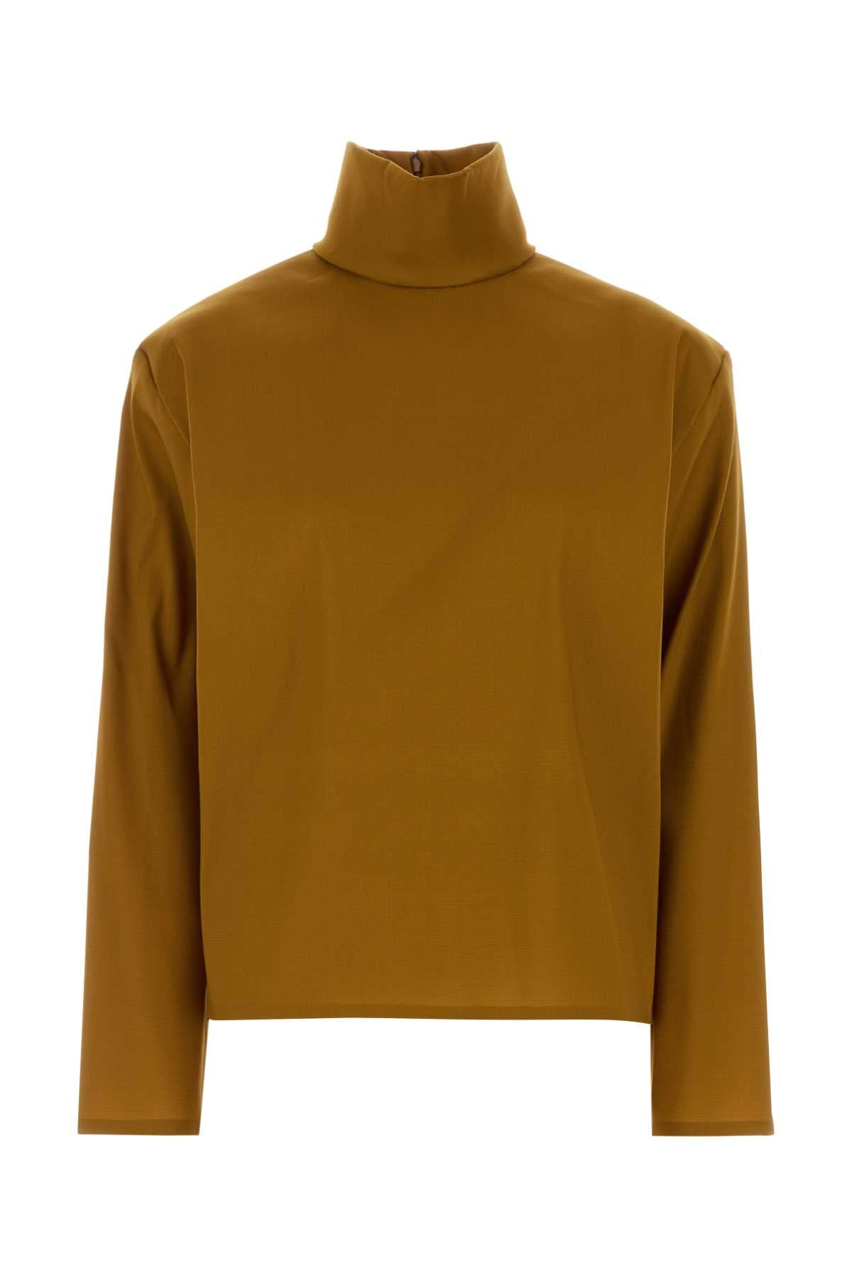 Saint Laurent Silk Blend Turtleneck — Orange