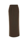 Jil Sander Stretch Wool Blend Skirt — Brown