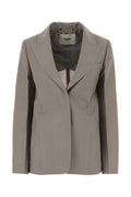 Fendi Single-Breasted Wool Blend Blazer — Gray