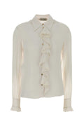 Alberta Ferretti Ruffled Crepe Shirt — White