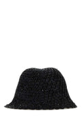 Helen Kaminski RIO Raffia Crochet Bucket Hat — Black