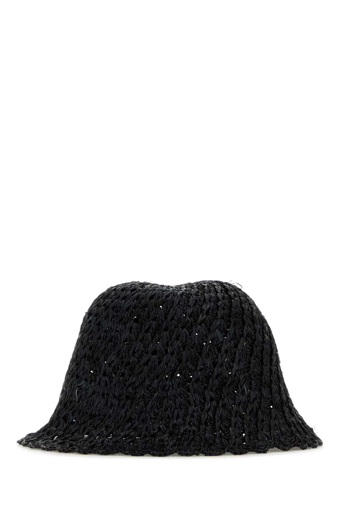 Helen Kaminski RIO Raffia Crochet Bucket Hat — Black
