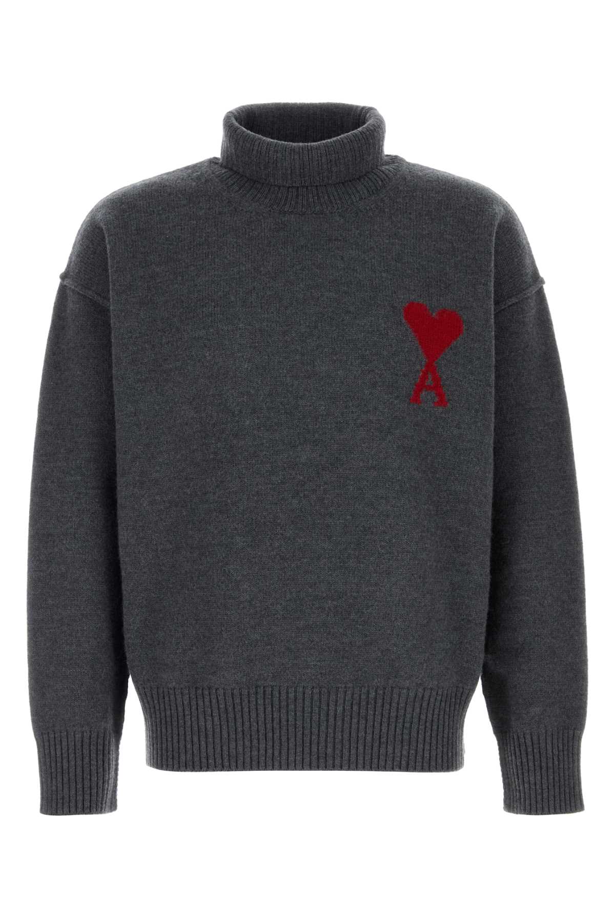 AMI Paris Felted Sweater — Gray