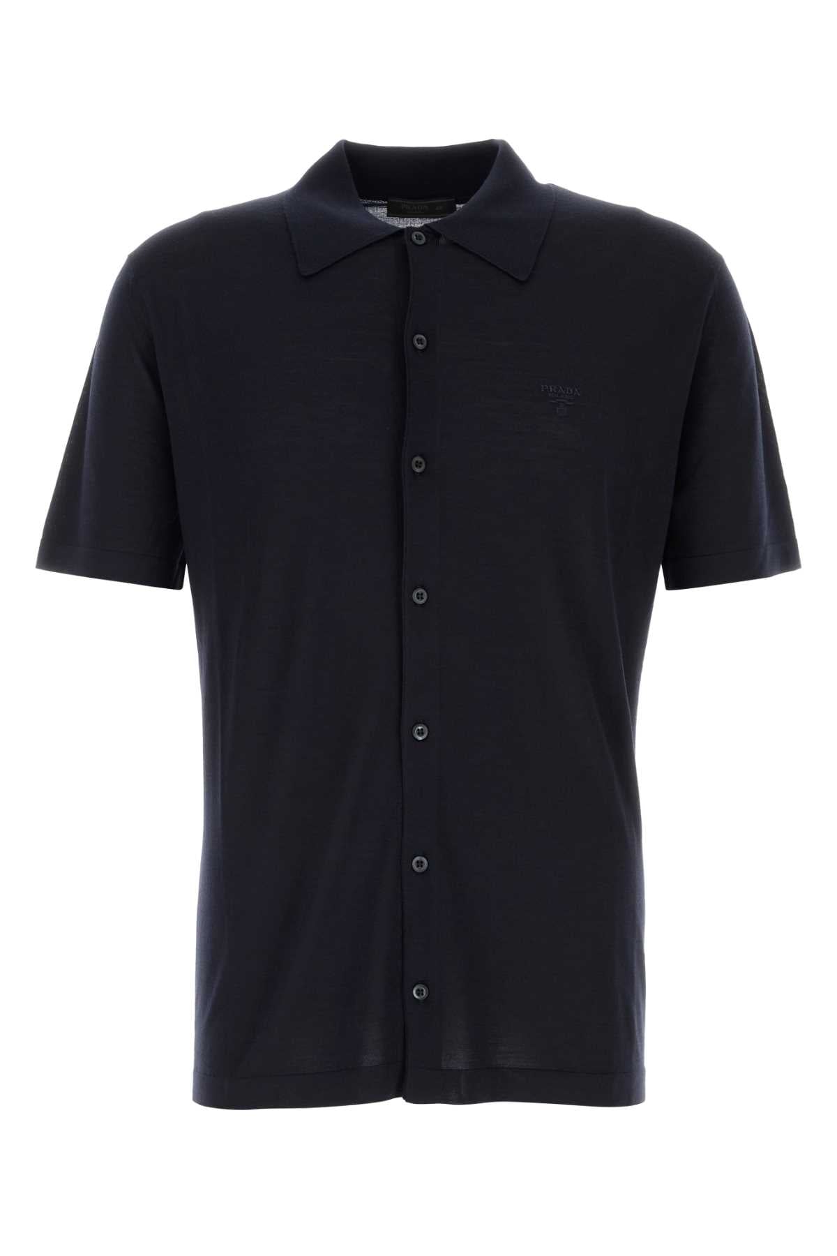 Camisa Prada de lana virgen — Azul marino