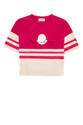 Moncler Jr Striped Cotton T-Shirt — Pink