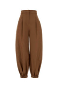 Fendi Linen-Blend Wide-Leg Trousers — Brown
