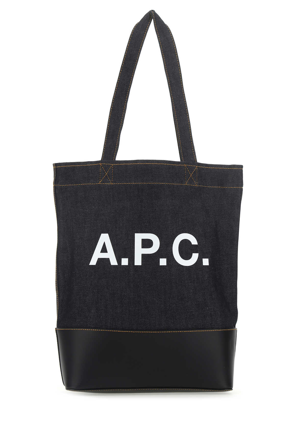 A.P.C. Denim and Leather Tote Bag — Black