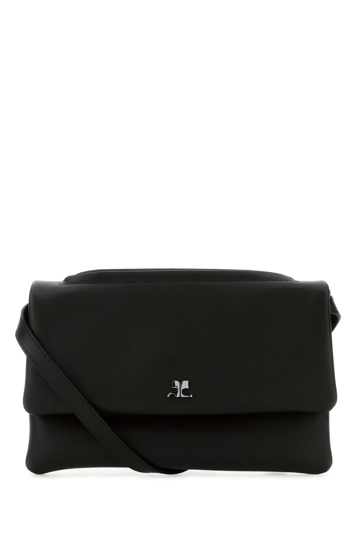 Courreges Leather Shoulder Bag — Black