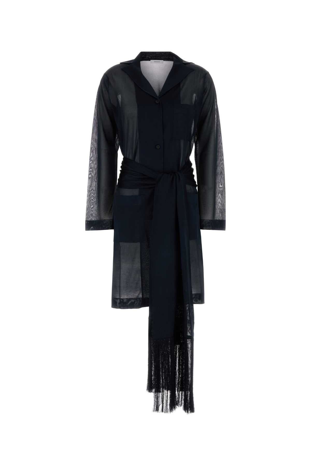 Ferragamo Sheer Overlay Jacket — Navy