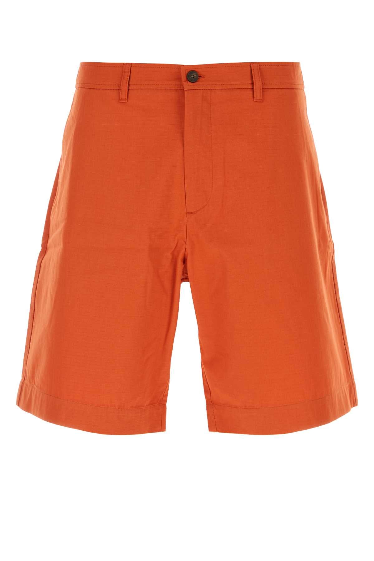 Maison Kitsune Cotton Shorts — Orange