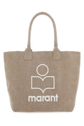 Isabel Marant Logo-Printed Cotton Tote Bag — Beige