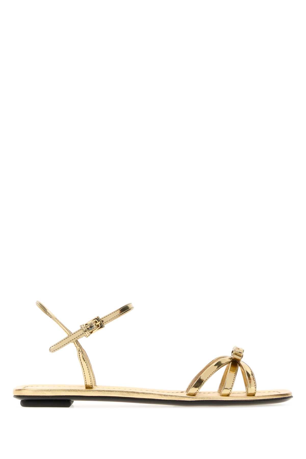 Prada Gold Leather Sandals — Gold
