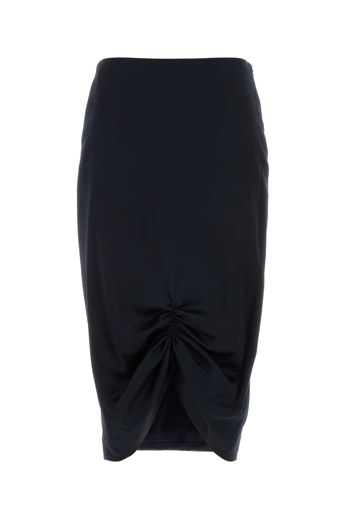 Valentino Garavani Ruched Stretch Crepe Skirt — Navy