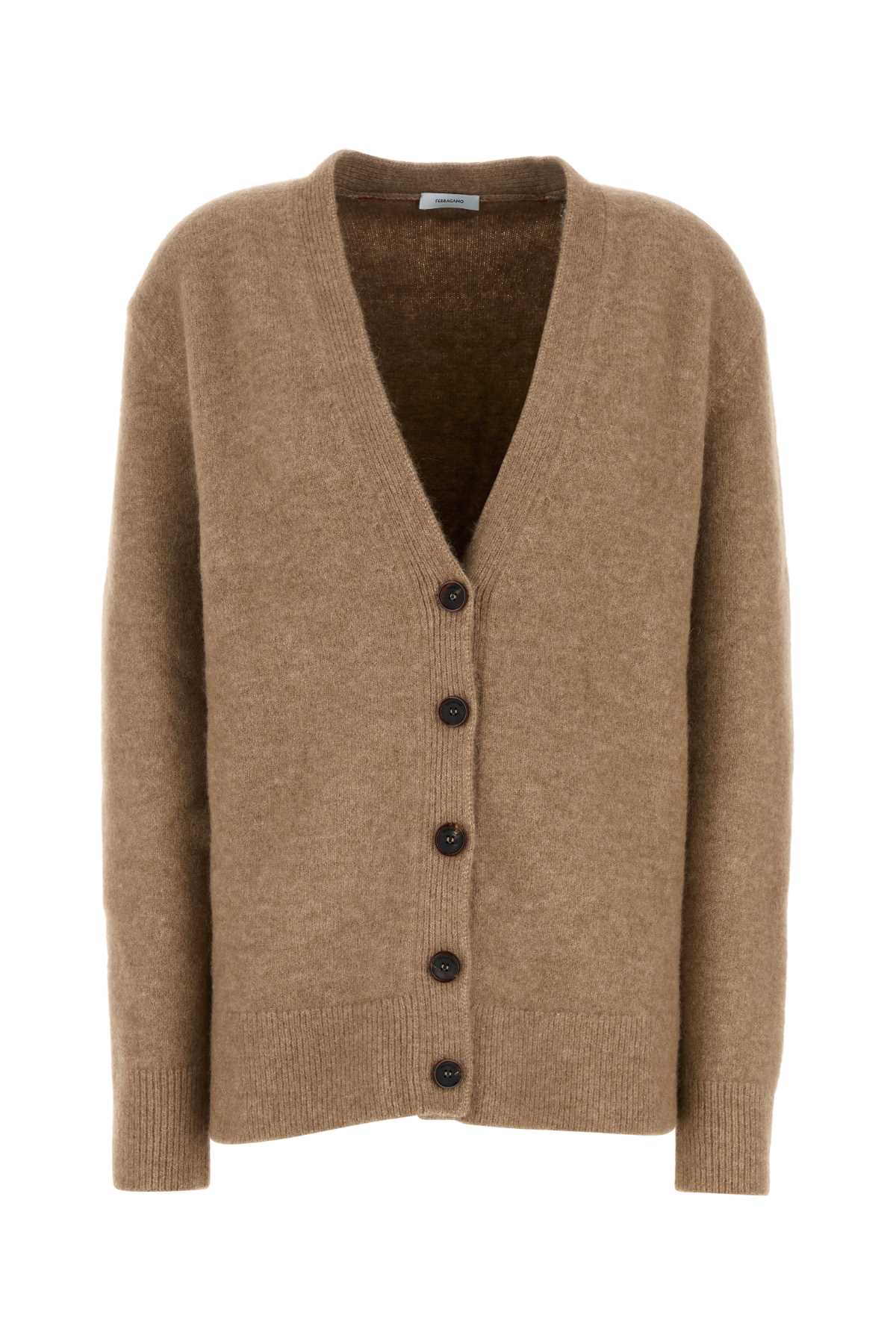 Ferragamo Scollo Cardigan — Beige