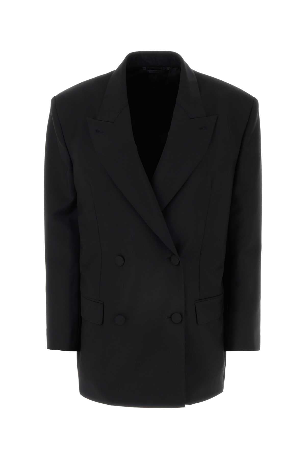 Givenchy Double-Breasted Wool-Mohair Blazer — Black
