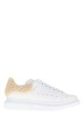 Alexander McQueen Leather with Shearling Heel Sneaker — White
