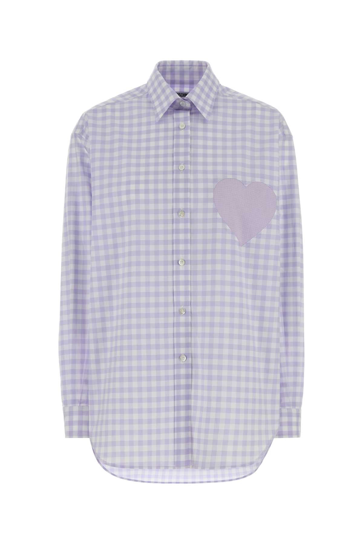 Moschino Embroidered Poplin Shirt — Purple
