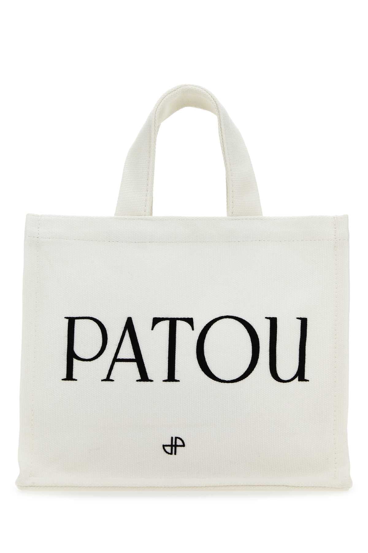 Patou Logo-Print Cotton Tote Bag — White