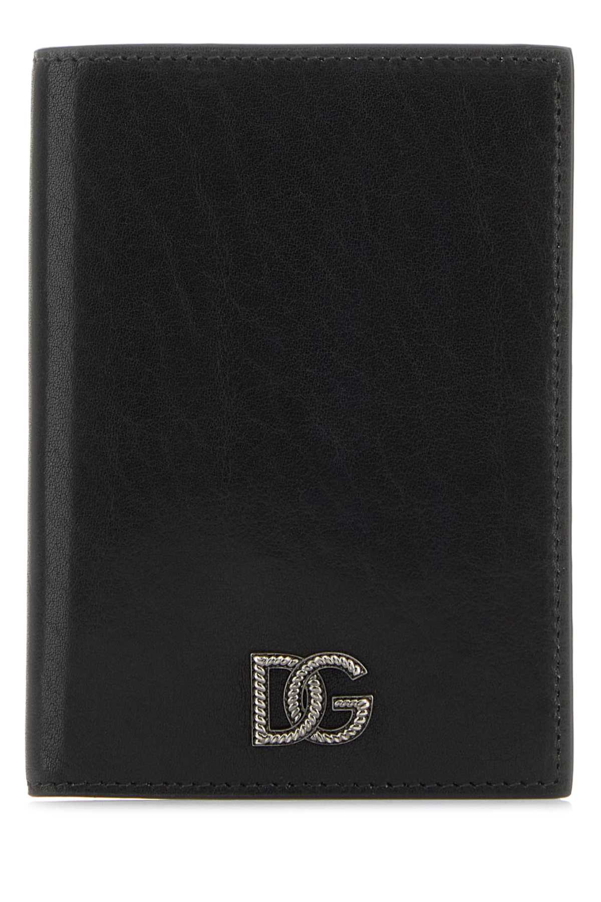 Dolce & Gabbana Leather Passport Wallet — Black