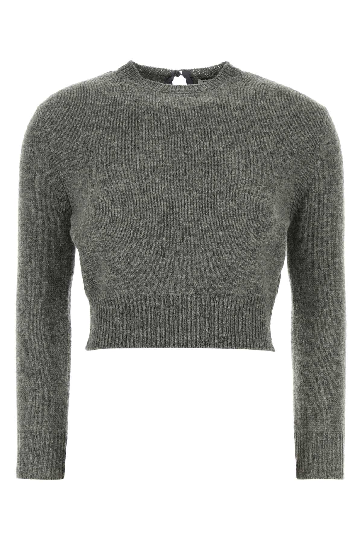 Jil Sander Virgin Wool Blend Cropped Sweater — Gray
