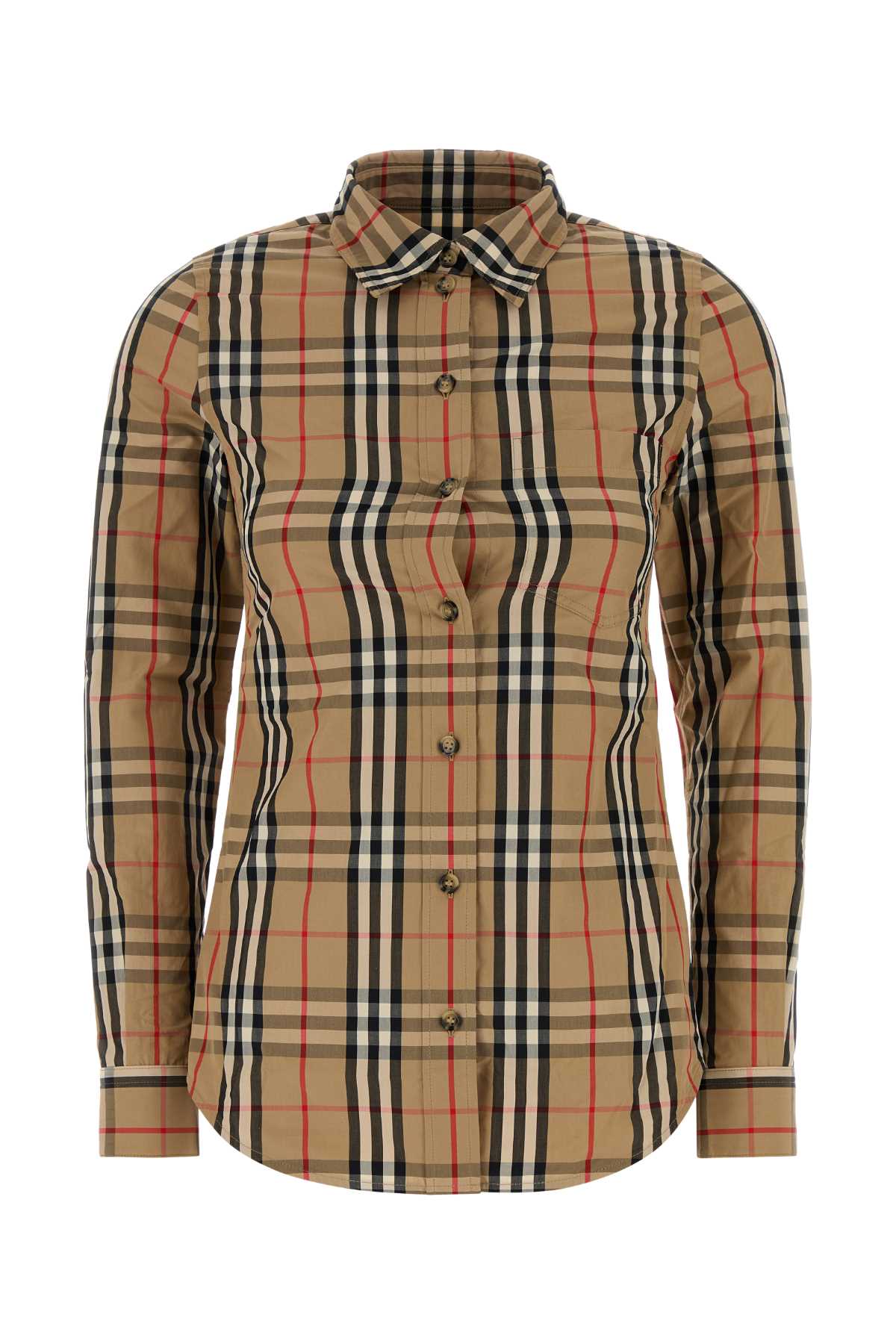 Burberry Checked Cotton Shirt — Beige