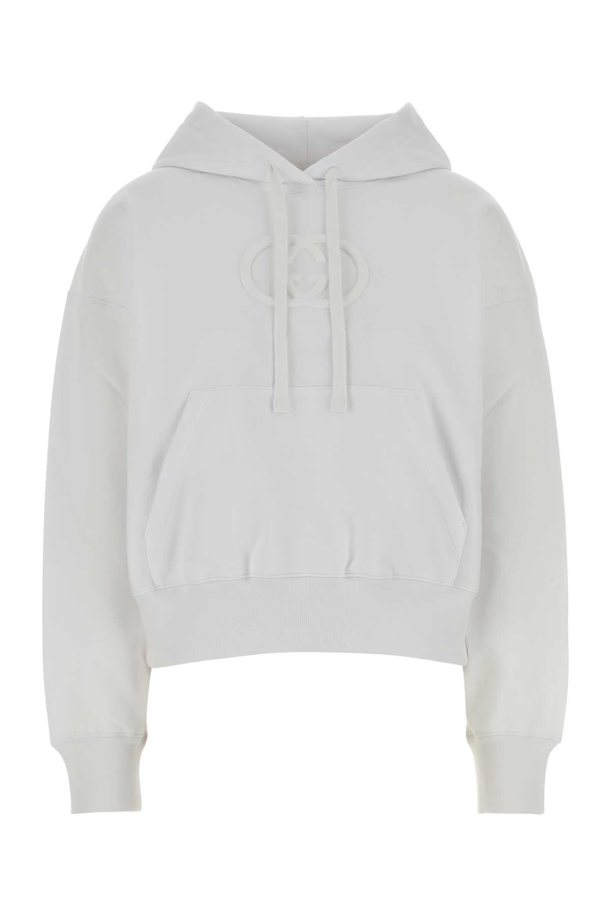 Sudadera con capucha extragrande de algodón Gucci — Blanca