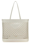 Prada Perforated Leather Tote Bag — White