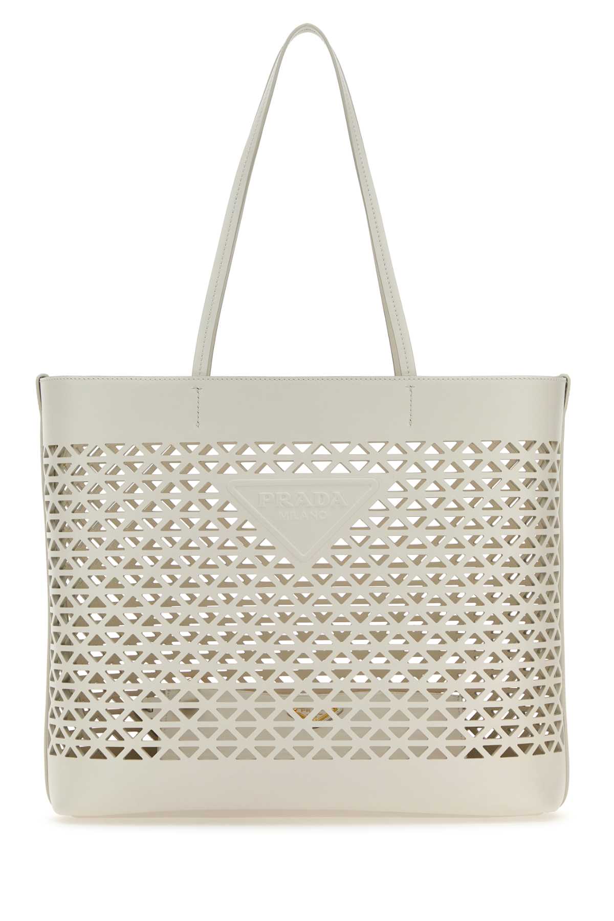 Prada Perforated Leather Tote Bag — White