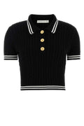 Alessandra Rich Blend Polo Shirt — Black