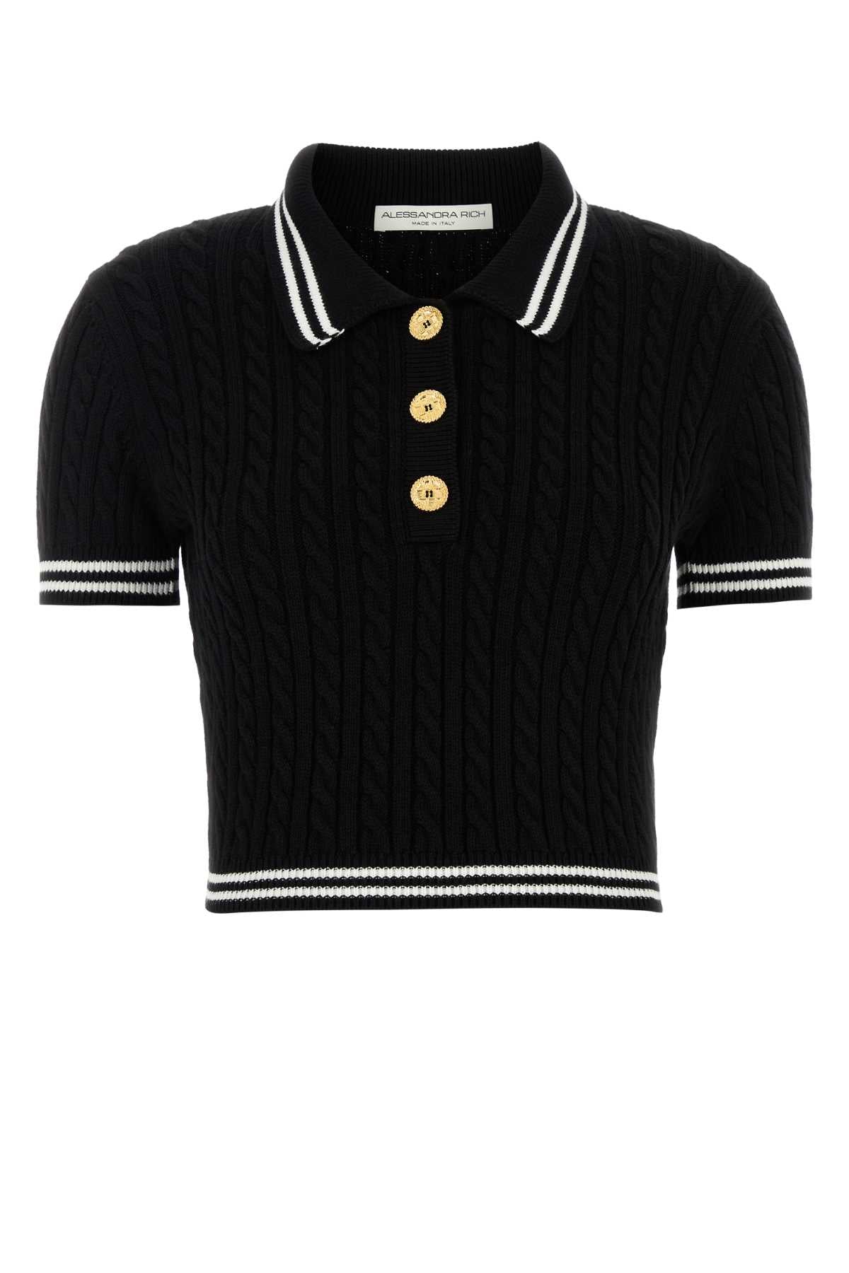 Alessandra Rich Blend Polo Shirt — Black