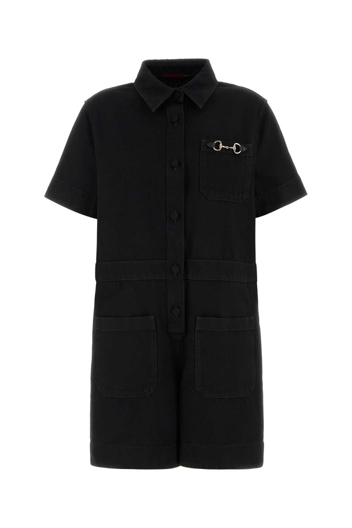 Gucci Denim with Horsebit Jumpsuit — Black