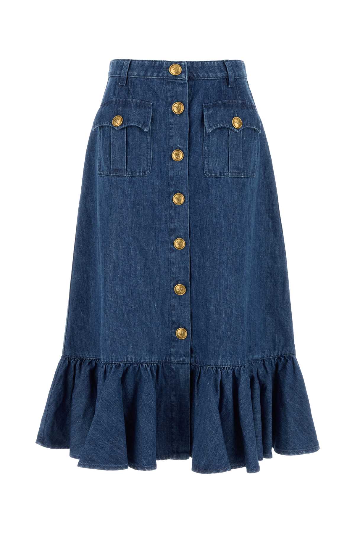 Valentino Garavani Denim Denim Skirt — Blue