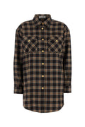 Miu Miu Plaid Virgin Wool Shirt — Brown