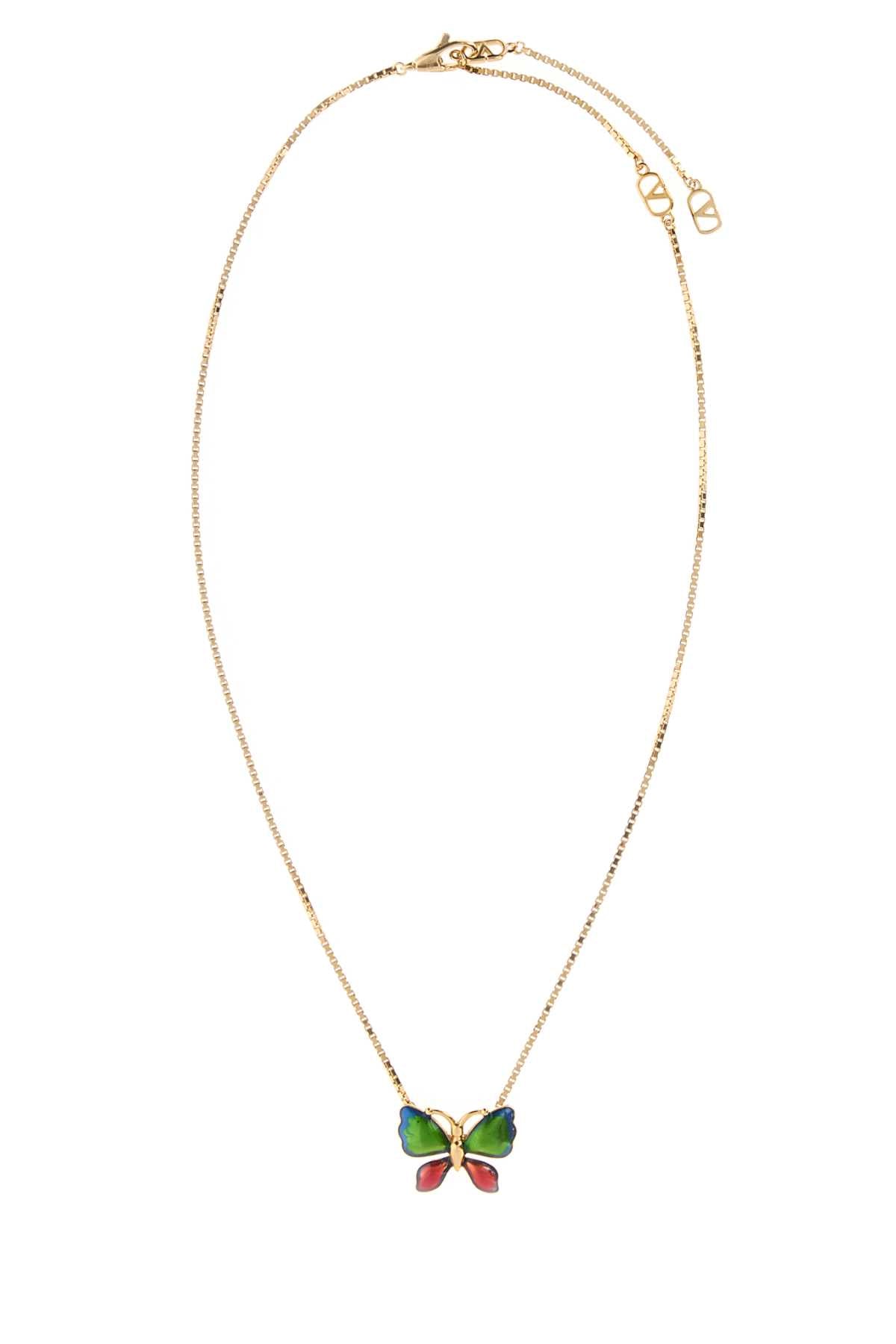 Valentino Garavani Butterfly Pendant Necklace — Gold