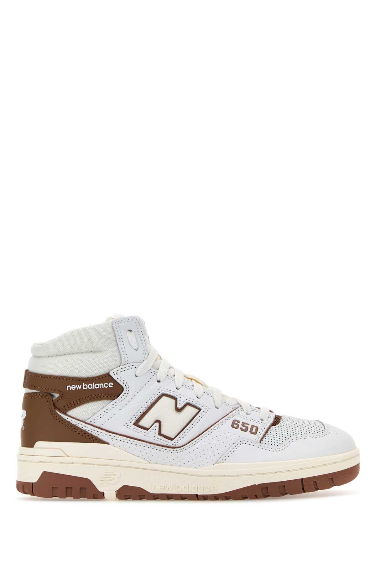 New Balance Two-Tone Leather Sneaker — White