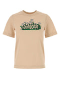Burberry Floral Logo-Embroidered Cotton T-Shirt — Beige