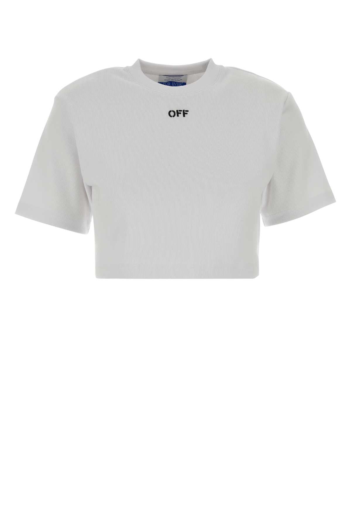 Off-White Logo-Embroidered Cotton Elastane T-shirt — White