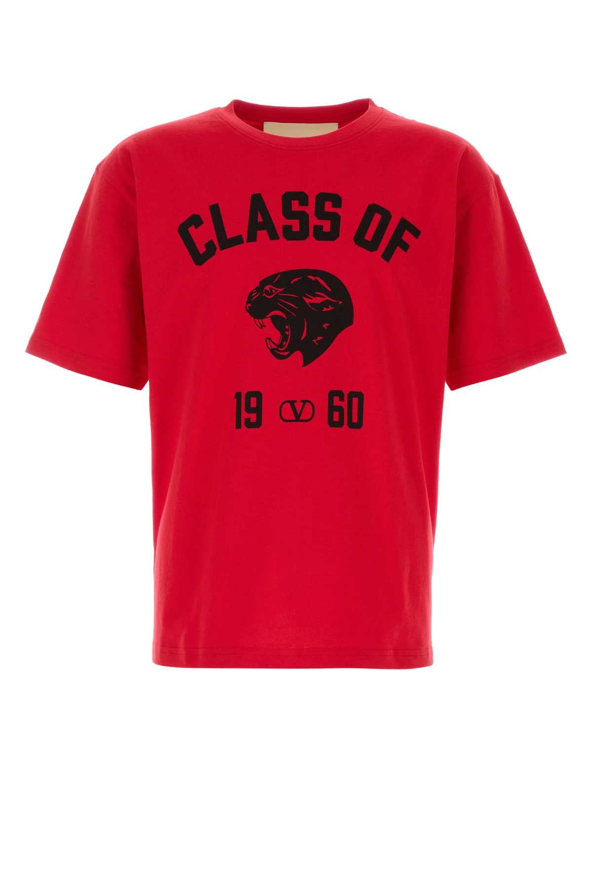Valentino Garavani Logo-Printed Cotton T-Shirt — Red
