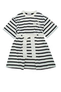 Moncler Jr Striped Cotton-Viscose Dress — White
