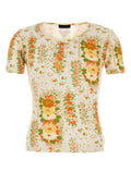 Prada Floral-Printed Cotton T-Shirt — Orange