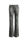 Alberta Ferretti Velvet Wide-Leg Trousers — Gray