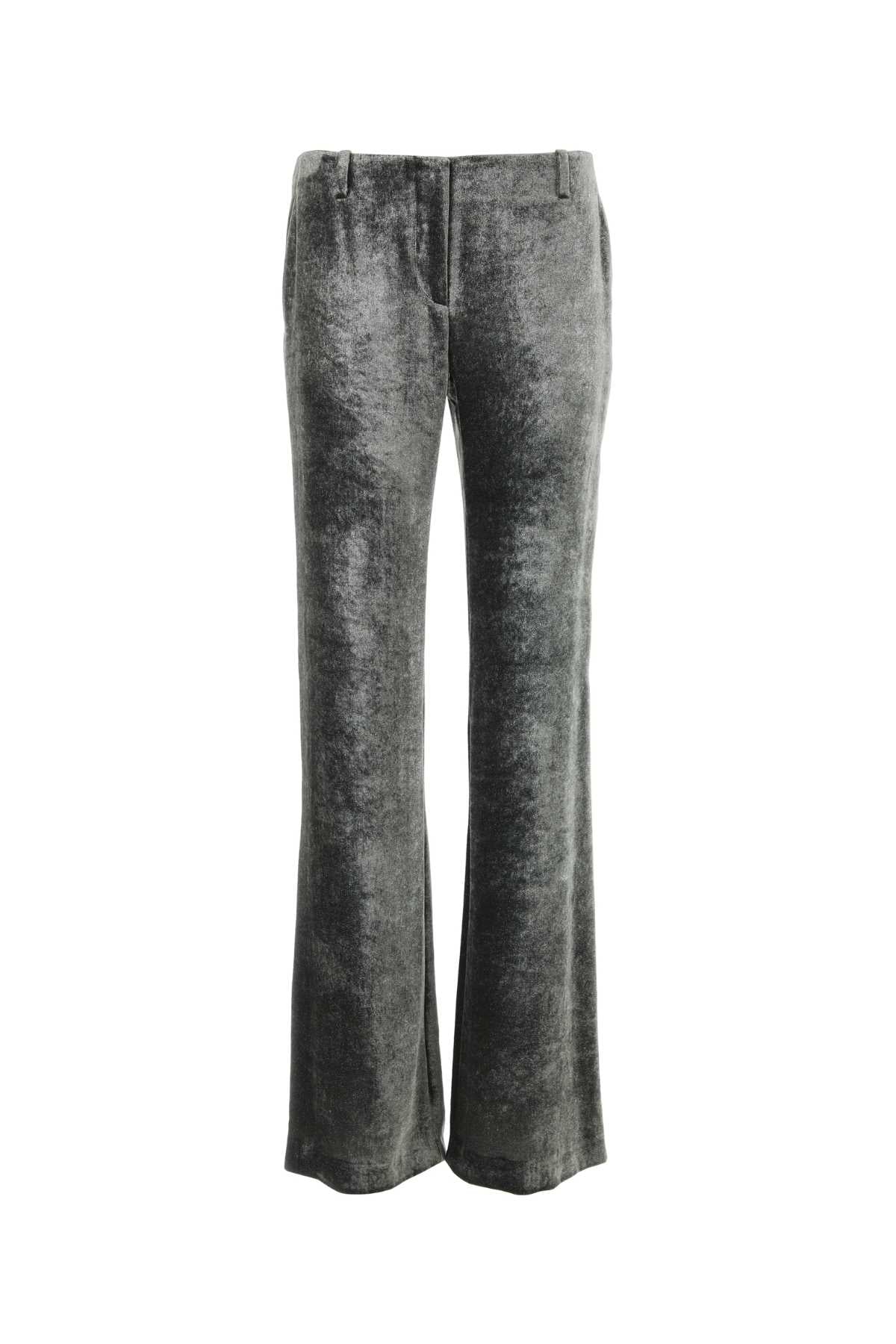 Alberta Ferretti Velvet Wide-Leg Trousers — Gray