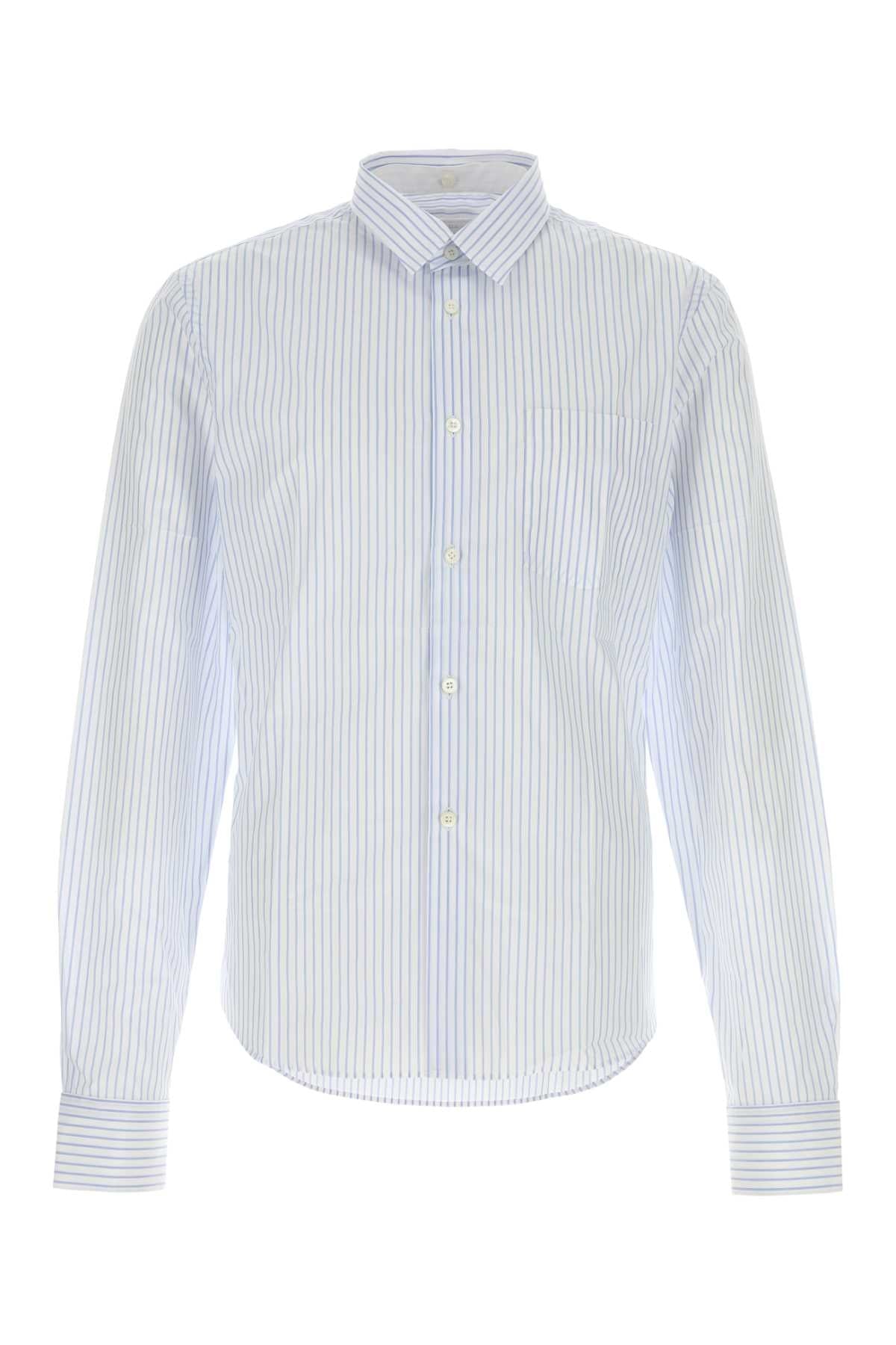 Prada Striped Poplin Shirt — Blue