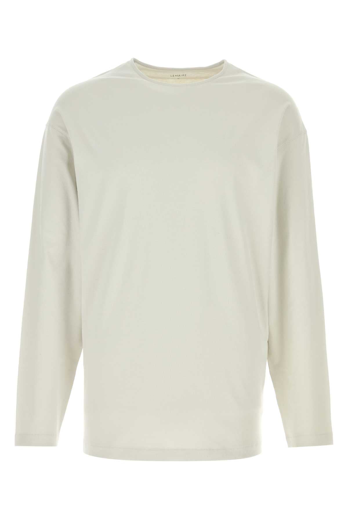 Lemaire Cotton-Silk Blend Long-Sleeve T-Shirt — Beige
