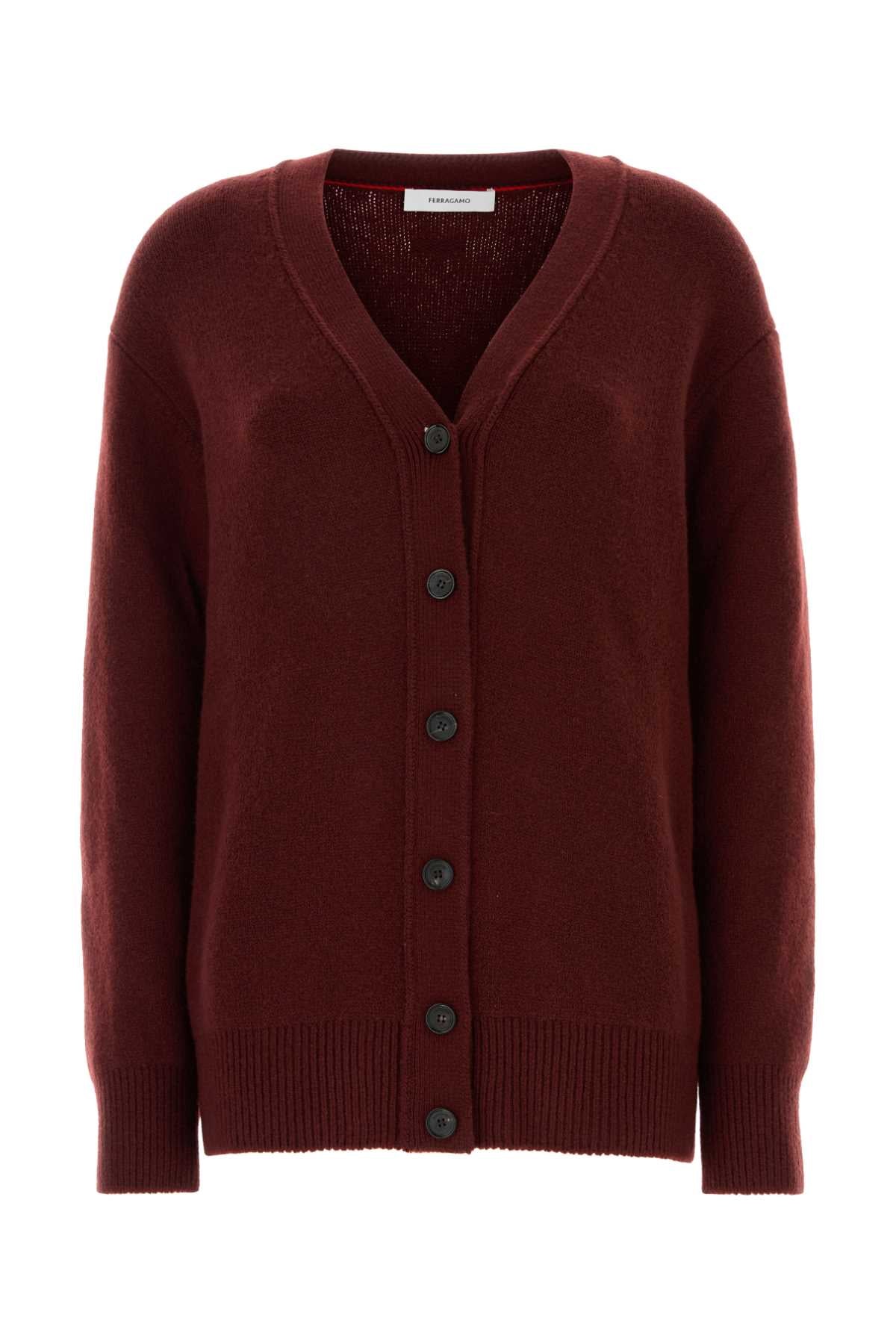 Ferragamo Scollo Cardigan — Burgundy