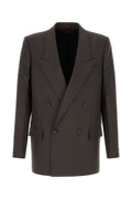 Gucci Double-Breasted Wool Blazer — Brown