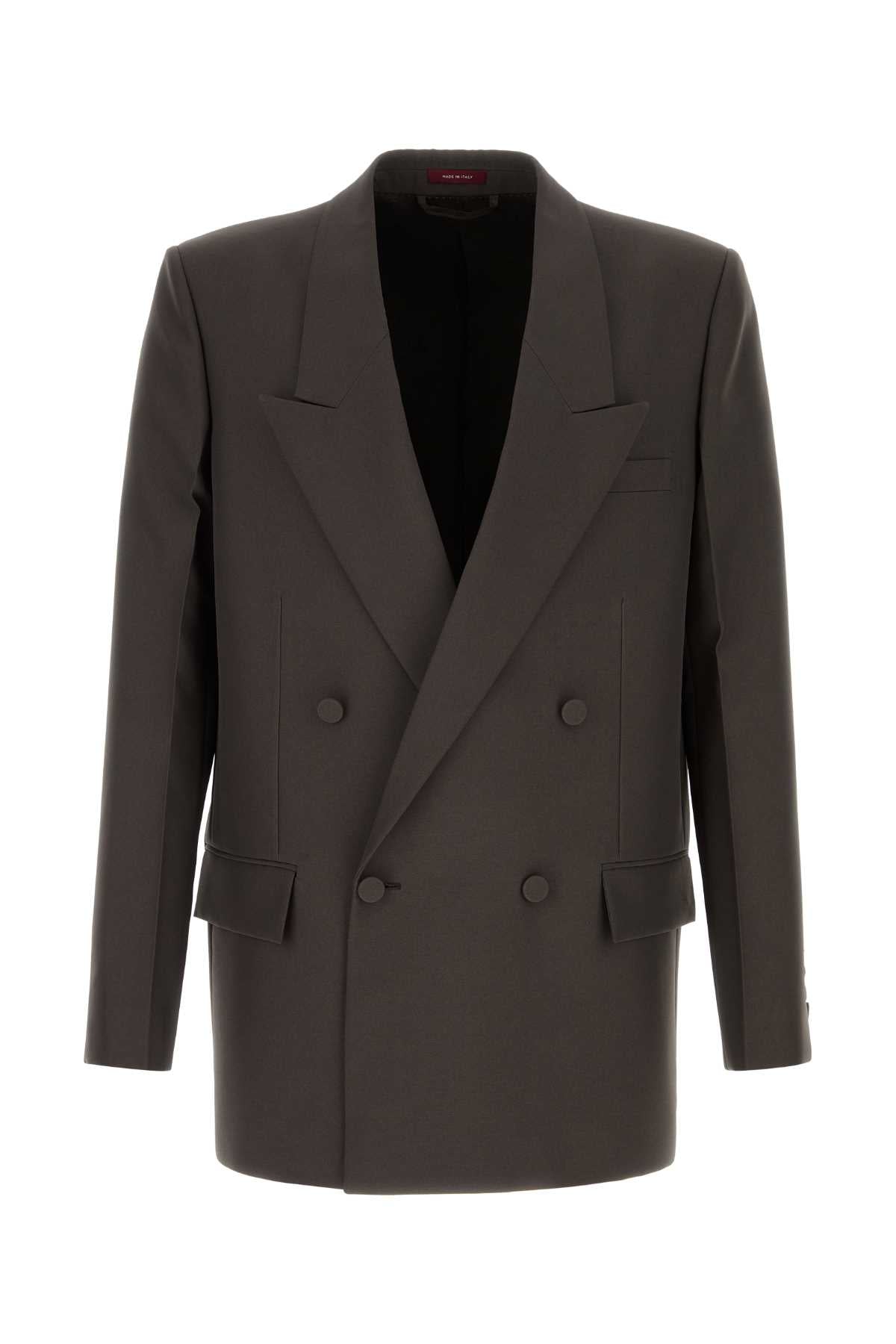 Gucci Double-Breasted Wool Blazer — Brown
