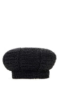 Prada CAPPELLO Woven Viscose Flat Cap — Black