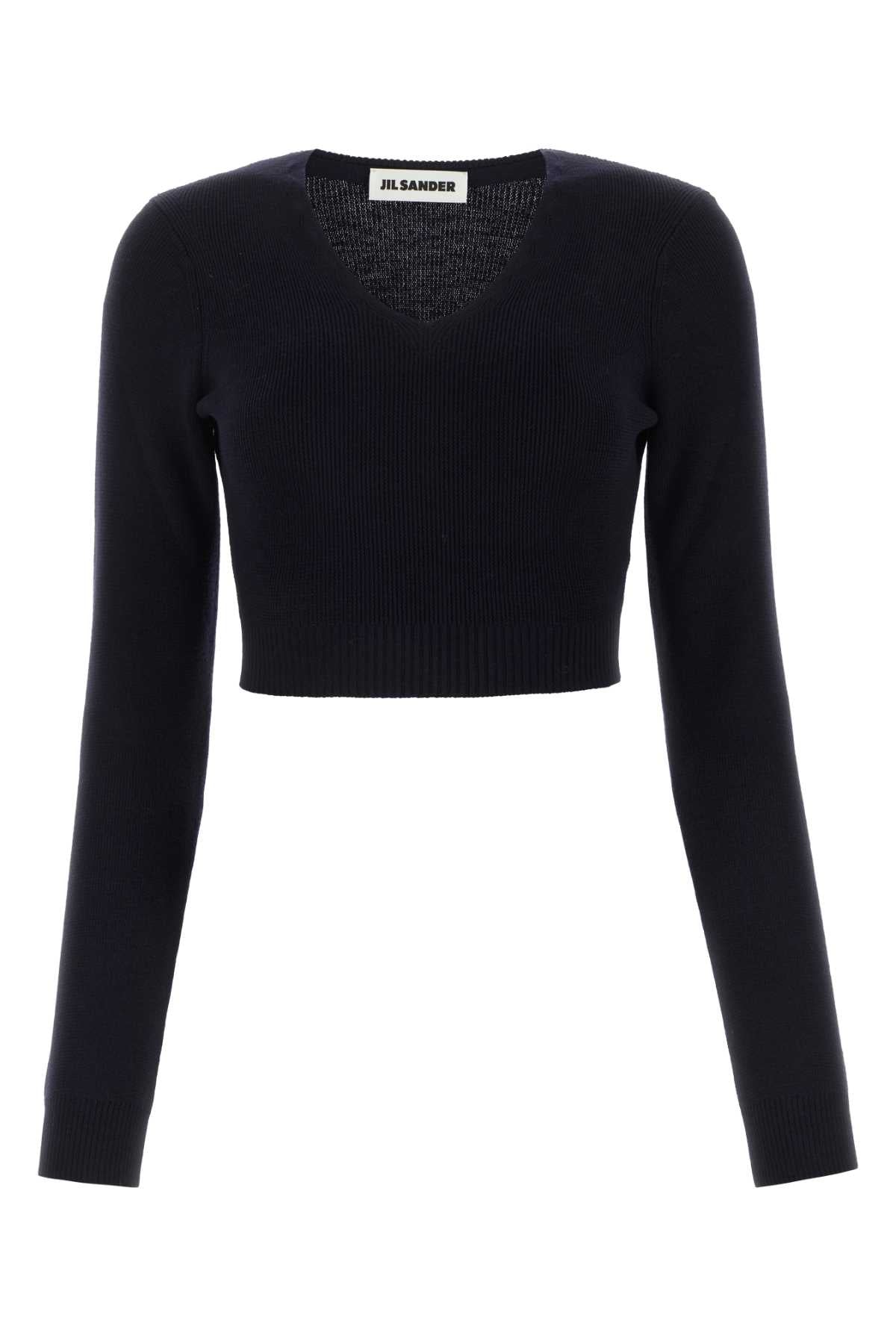 Jil Sander Ribbed Wool Sweater — Navy