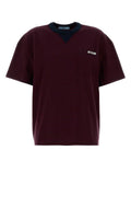 Prada Striped Cotton T-Shirt — Burgundy